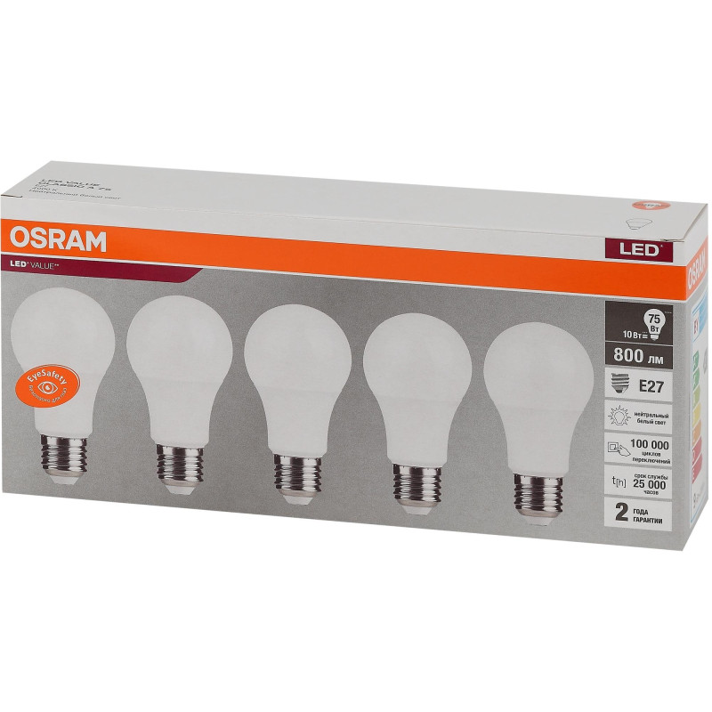   OSRAM LVCLA75 10SW/840 230V E27 (5 /) 