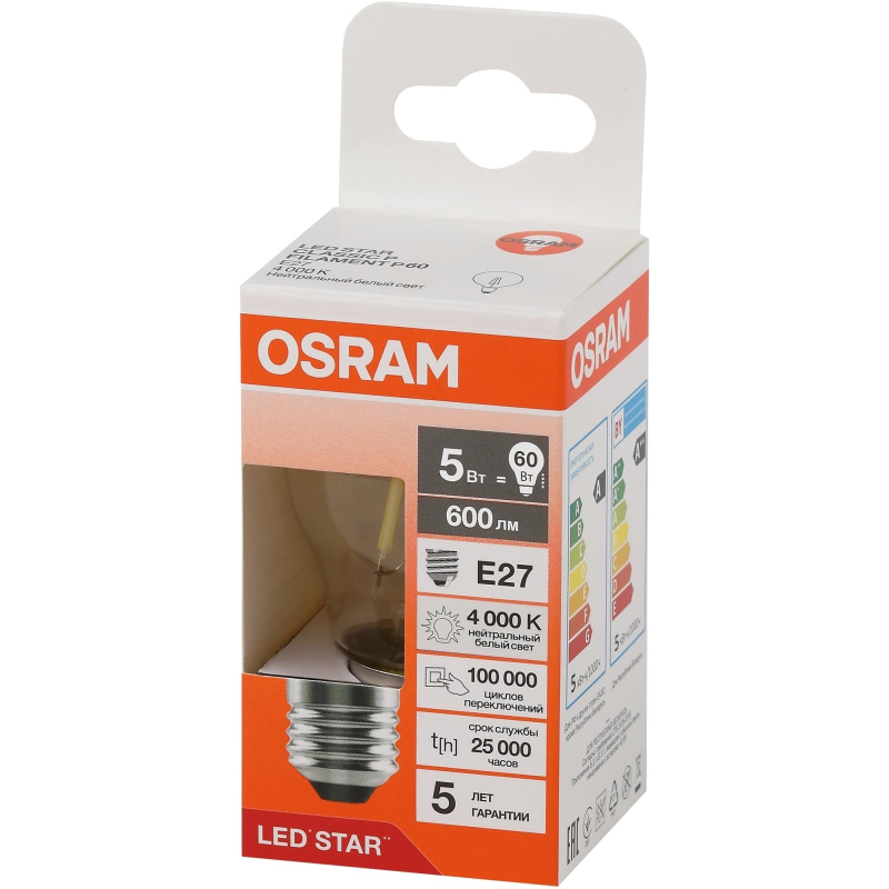   OSRAM LSCLP60 5W/840 230VFILCL E27 FS1 