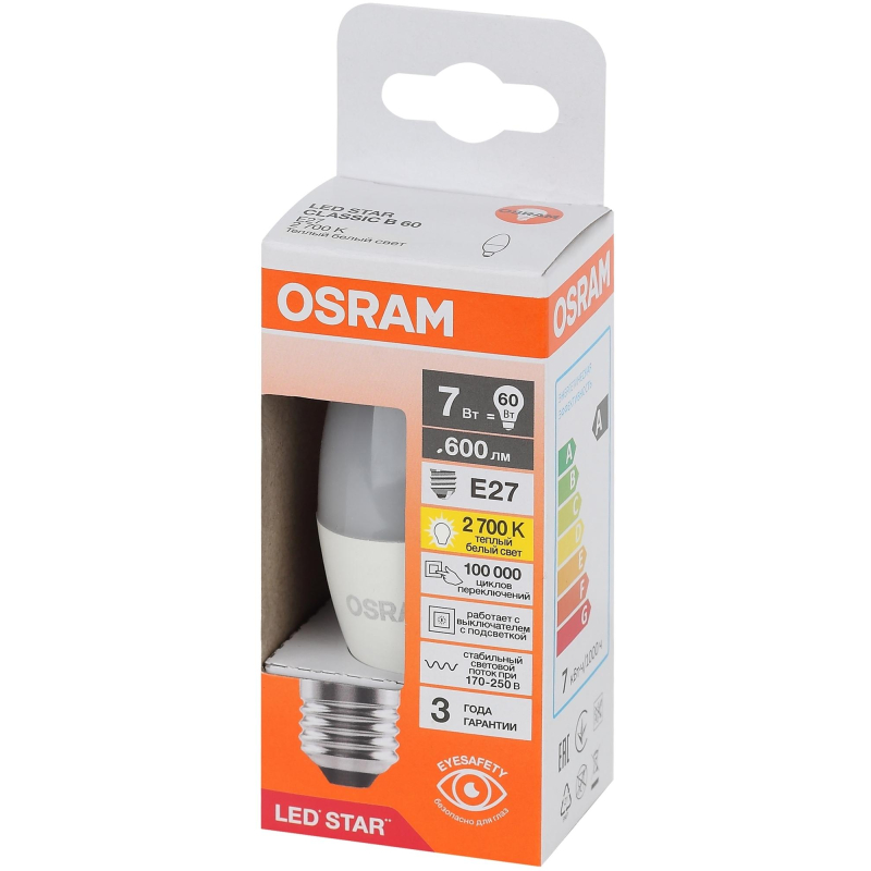   OSRAM LSCLB60 7W/827 230VFR E27 FS1 