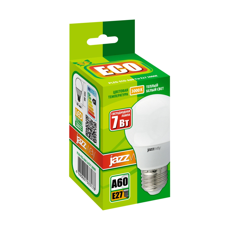   PLED- ECO- A60 7w E27 3000K 220V/50Hz Jazzway  