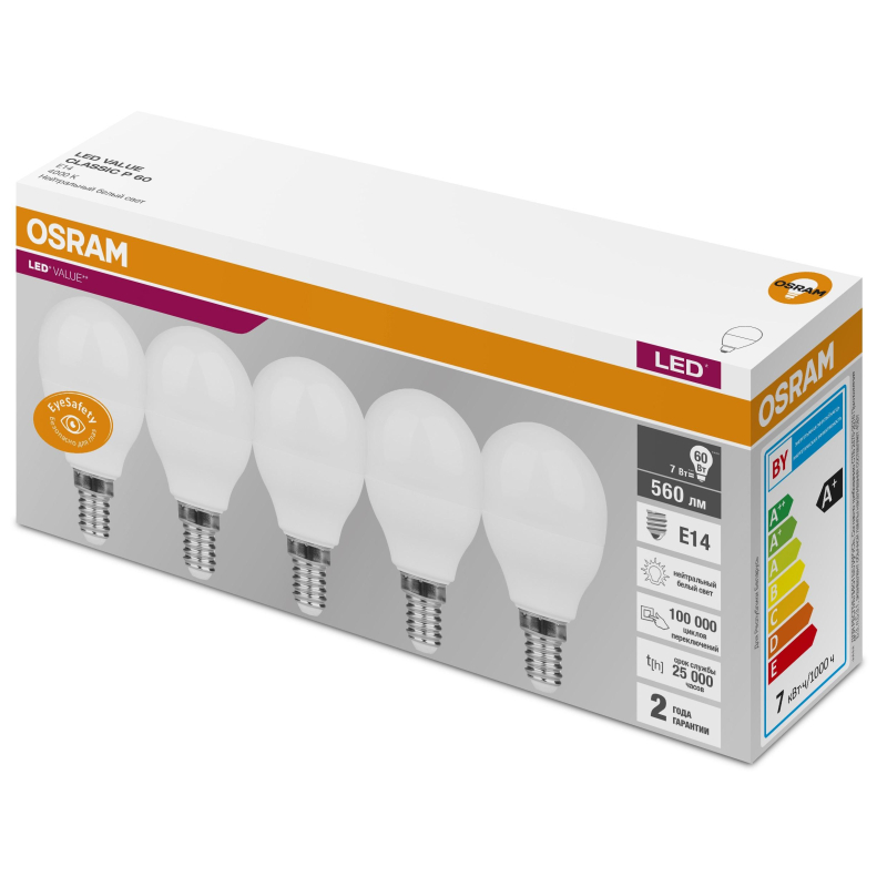   OSRAM LVCLP60 7SW/840 230V E14 5/ (4058075578135) 