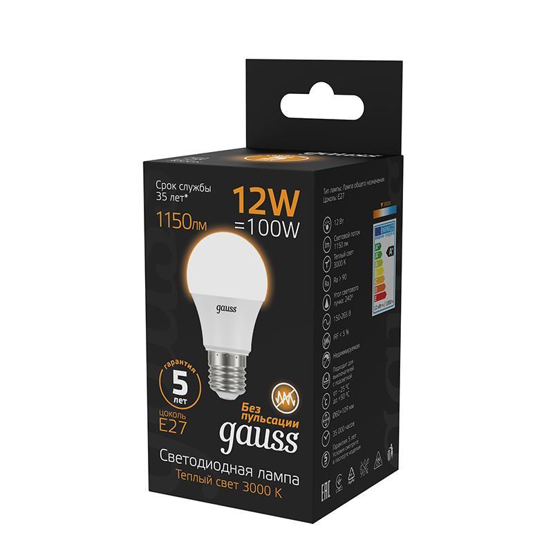   Gauss 12W E27 A60 3000K 1150lm 102502112 