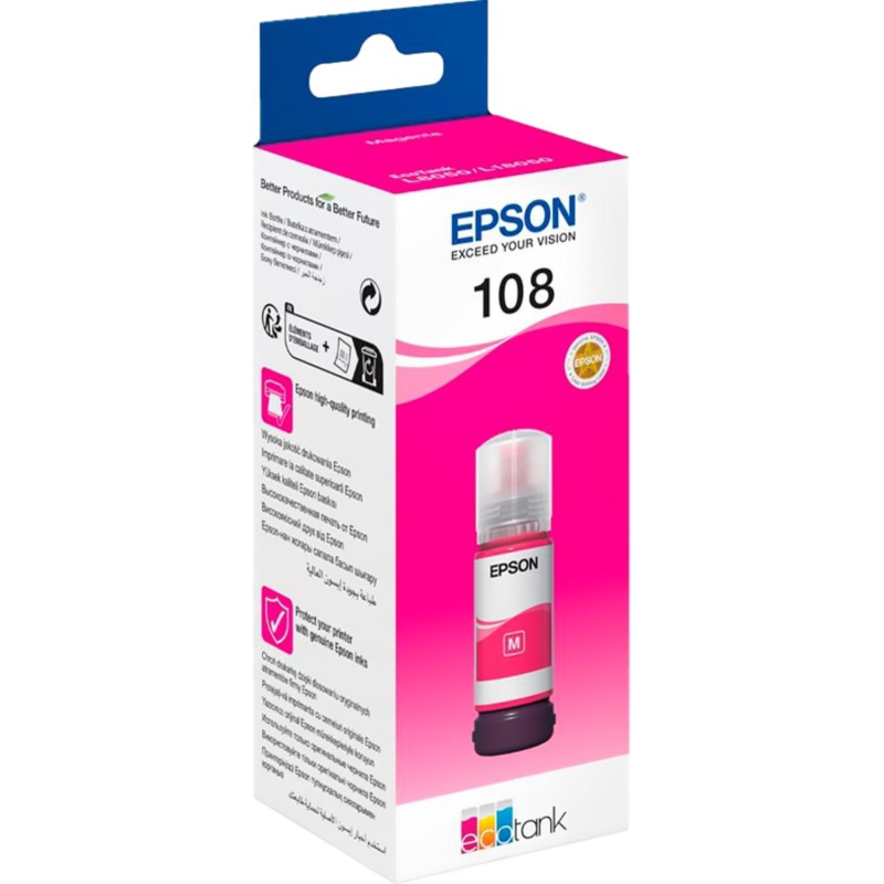  Epson 108 EcoTank Ink C13T09C34A  EpsonL8050/L18050, Magenta 70ml 