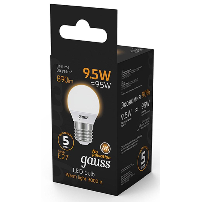   Gauss LED  E27 9.5 890 3000K (105102110) 