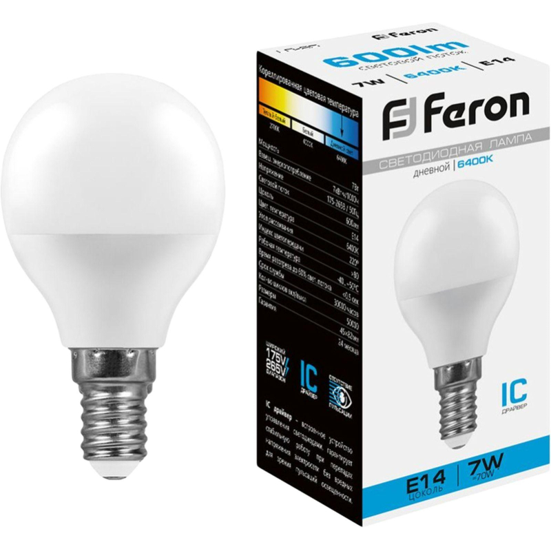   Feron LB-95  E14 7W 175-265V 6400K(25480) 