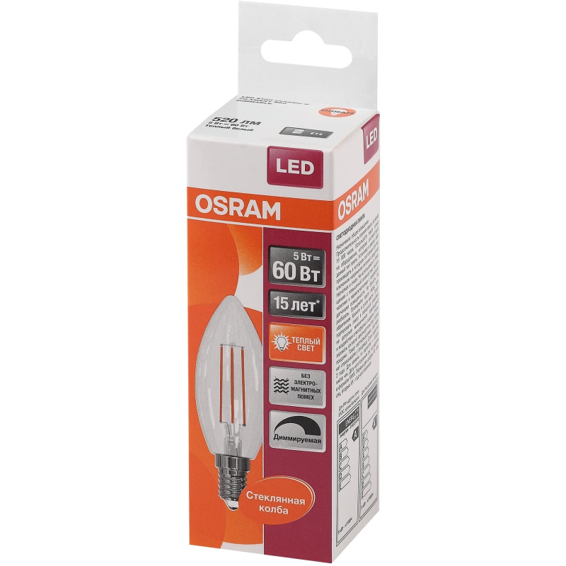   OSRAM LSCLB60D 5W/827 230V FIL E14 FS1 