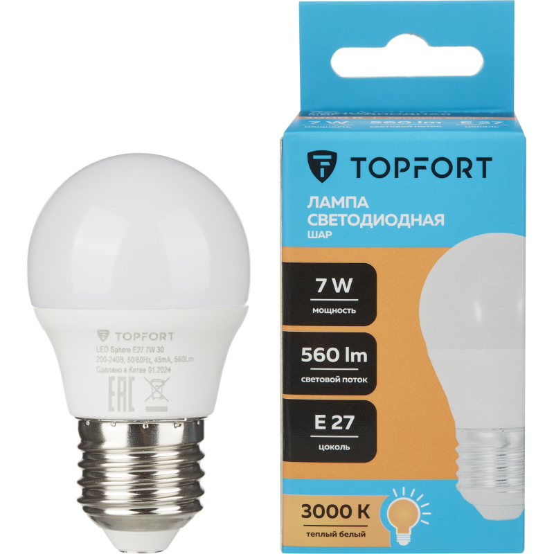   Topfort E27 7W 3000K  