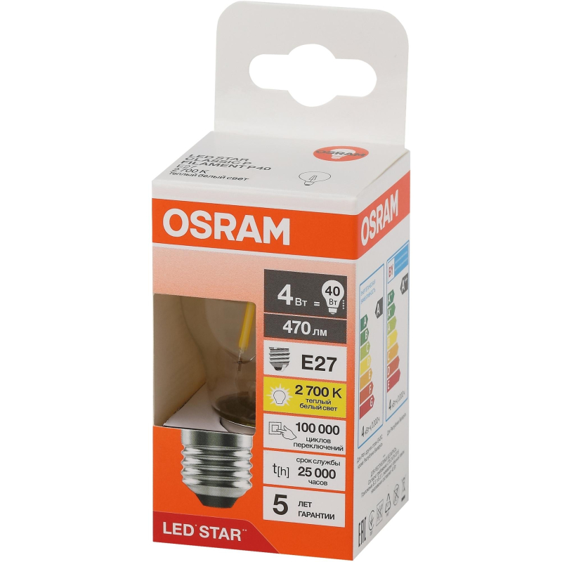   OSRAM LS CLP40 4W/827 230VFILCL E27 FS1 