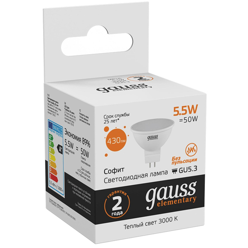   Gauss LED Elementary MR16 GU5.3 5.5 430 3000, 13516 