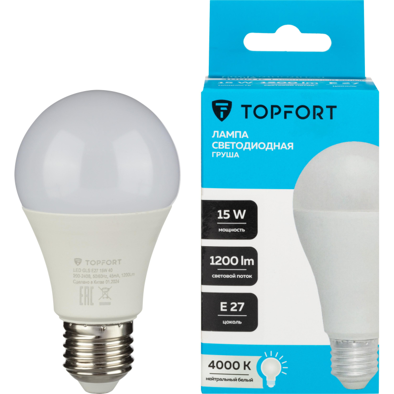   Topfort E27 15W 4000K  