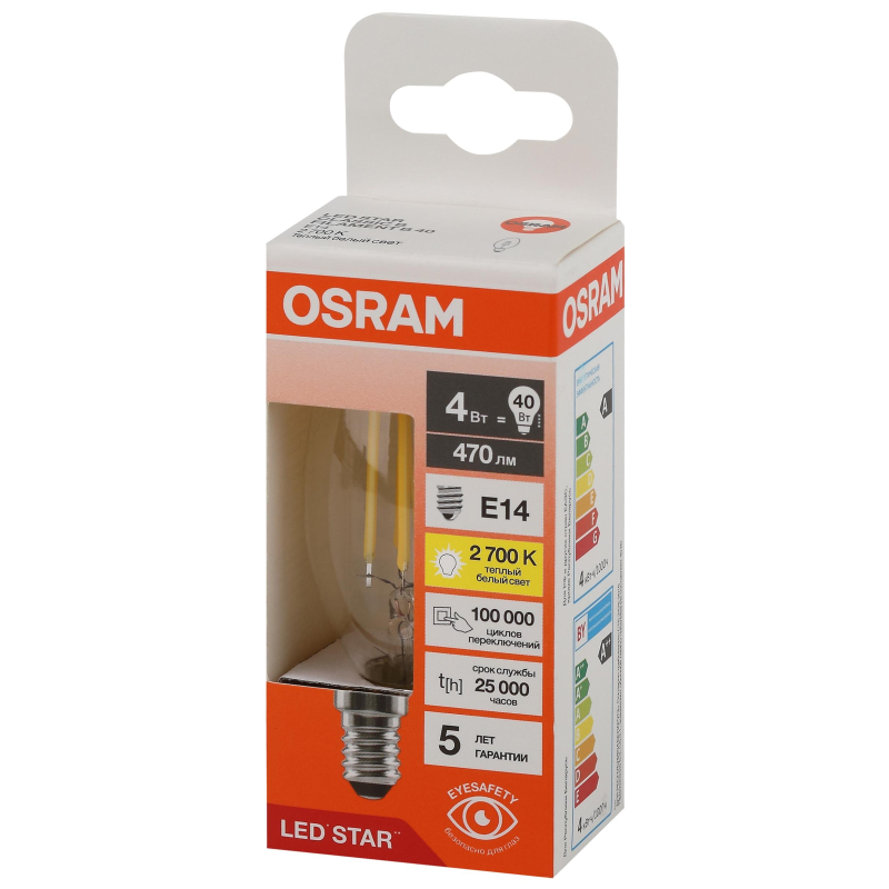   OSRAM LS CLB40 4W/827 230VFILCL E14 4058075683877 