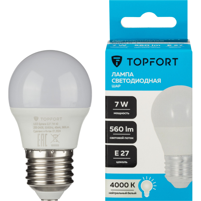   Topfort E27 7W 4000K  